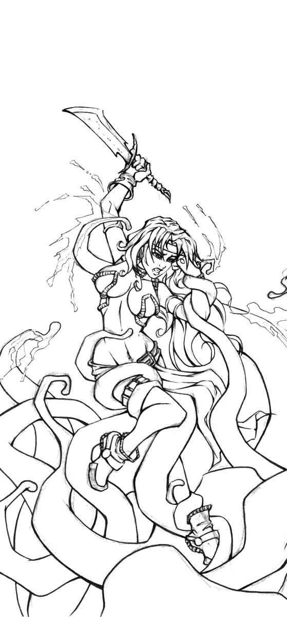 Red Monika VS Tentacles (Inks Only)