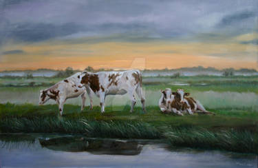 cows at sunrise