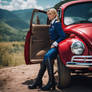 3.Military Officer and her Volkswagen Beetle Car.