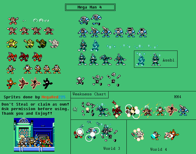 (Fourth Game) Mega Man 4 Weakness Chart by MegaRed225 on DeviantArt