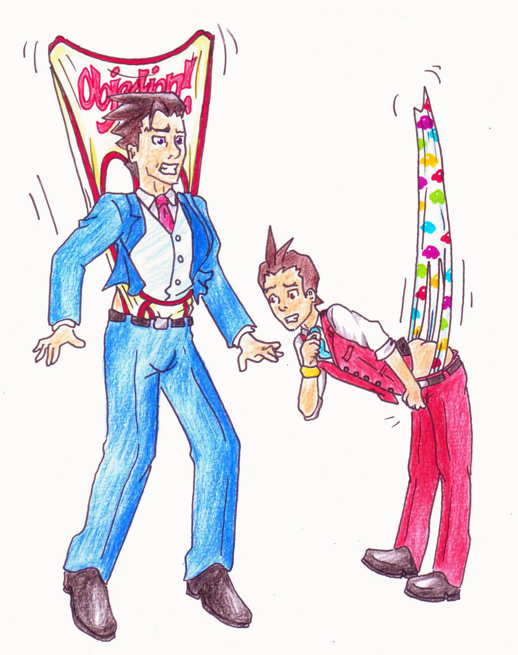 Request - Phoenix Wright + Apollo Justice wedgies by Black-Chocobo99