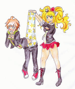 Commission - Naegi wedgie by Black-Chocobo99