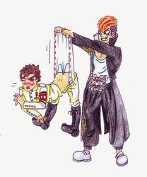 Commission - Kiyotaka Ishimaru wedgie by Black-Chocobo99