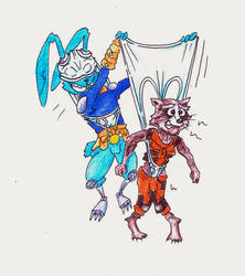 Commission - Rocket Raccoon + Blackjack O'Hare by Black-Chocobo99