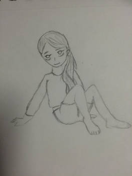 Girl Sitting on the Ground Sketch