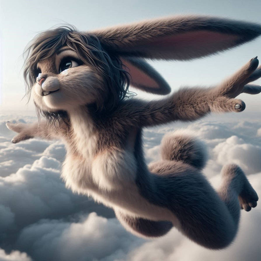 Flying rabbit by FoxdenAI on DeviantArt