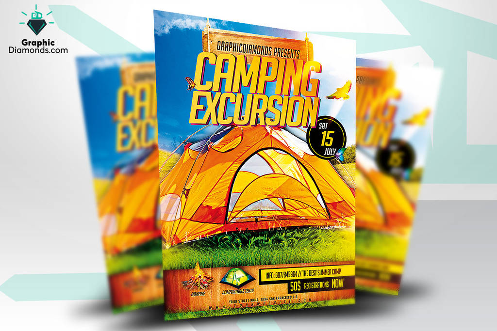 Camping Excursion PSD Flyer Template by GraphicDiamonds