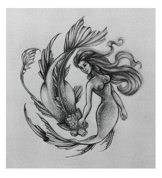 mermaid with goldfish