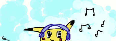 Pikachu listen to music