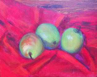 Apples on red