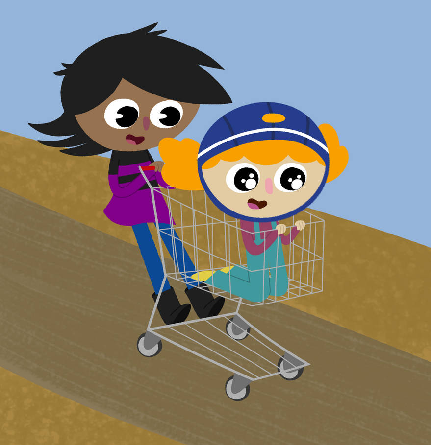 Demelza and Nessa on a shopping cart by Kobiano on DeviantArt