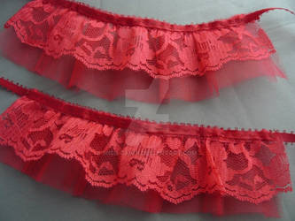 Red Lace and Tulle Cuffs