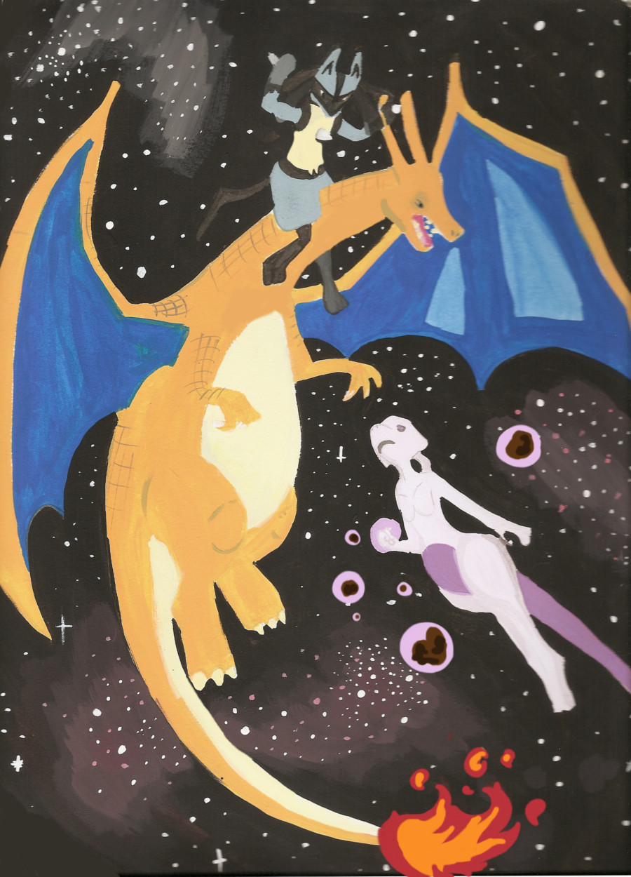 Lucario vs Mewtwo (and Charizard) IN SPACE