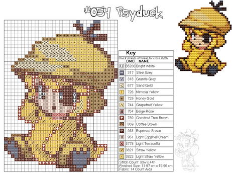 Psyduck Moemon Cross stitch