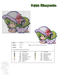 #492 Shaymin Moemon Cross Stitch