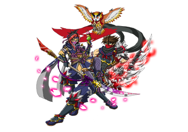 Hiryu and Tora as Master Utsushi and Female Hunter