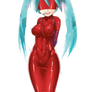 Miku Hatsune bound in latex