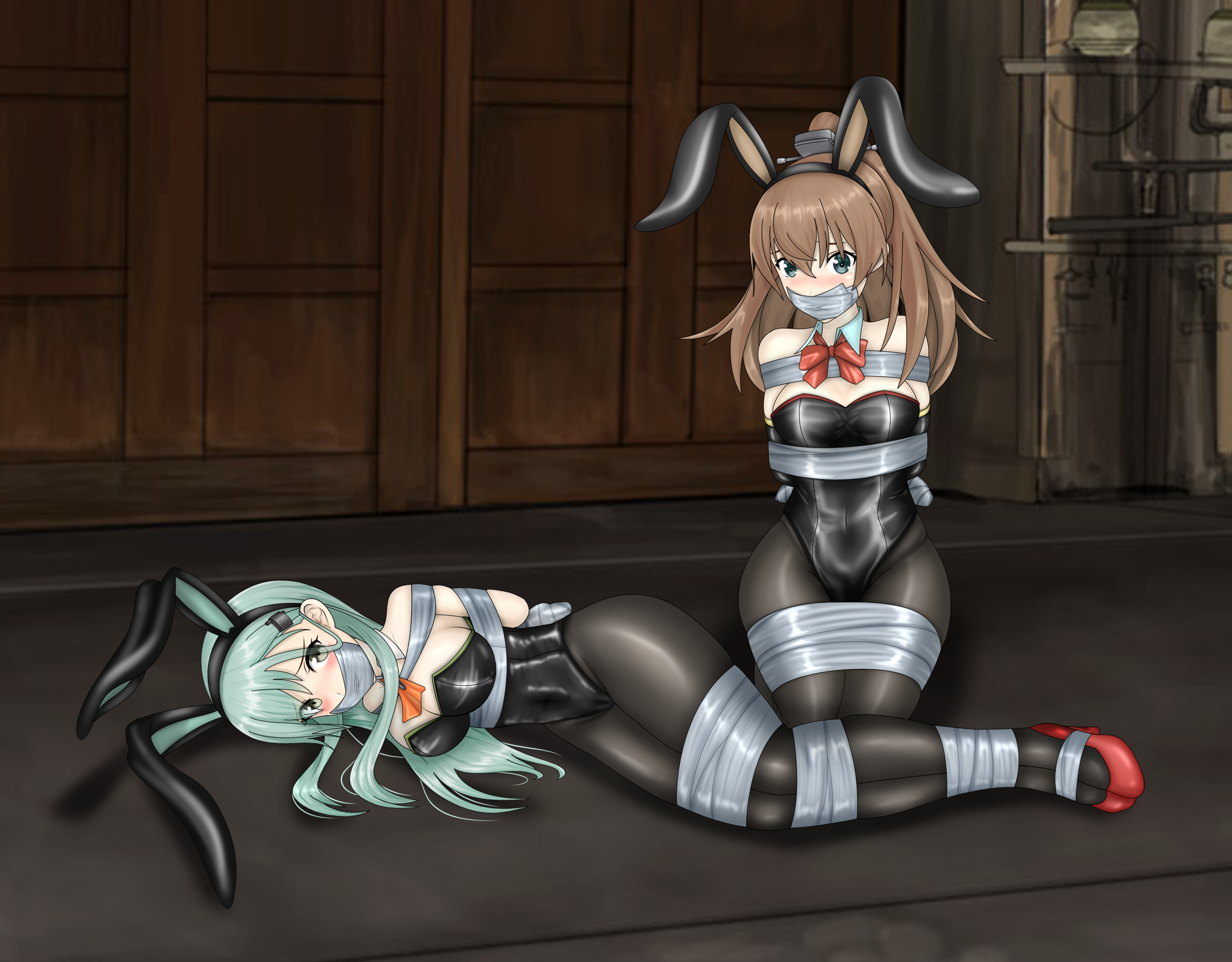 Bunny Suzuya and Kumano tape bondage by kkkkp on DeviantArt