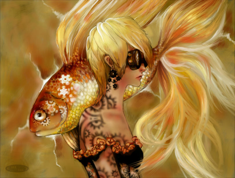 Golden Steampunk Fish by DZIU09