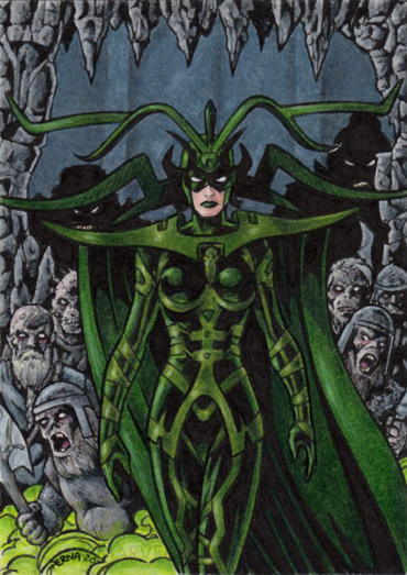 Hela - Sketch Card MM 20 by tonyperna on DeviantArt