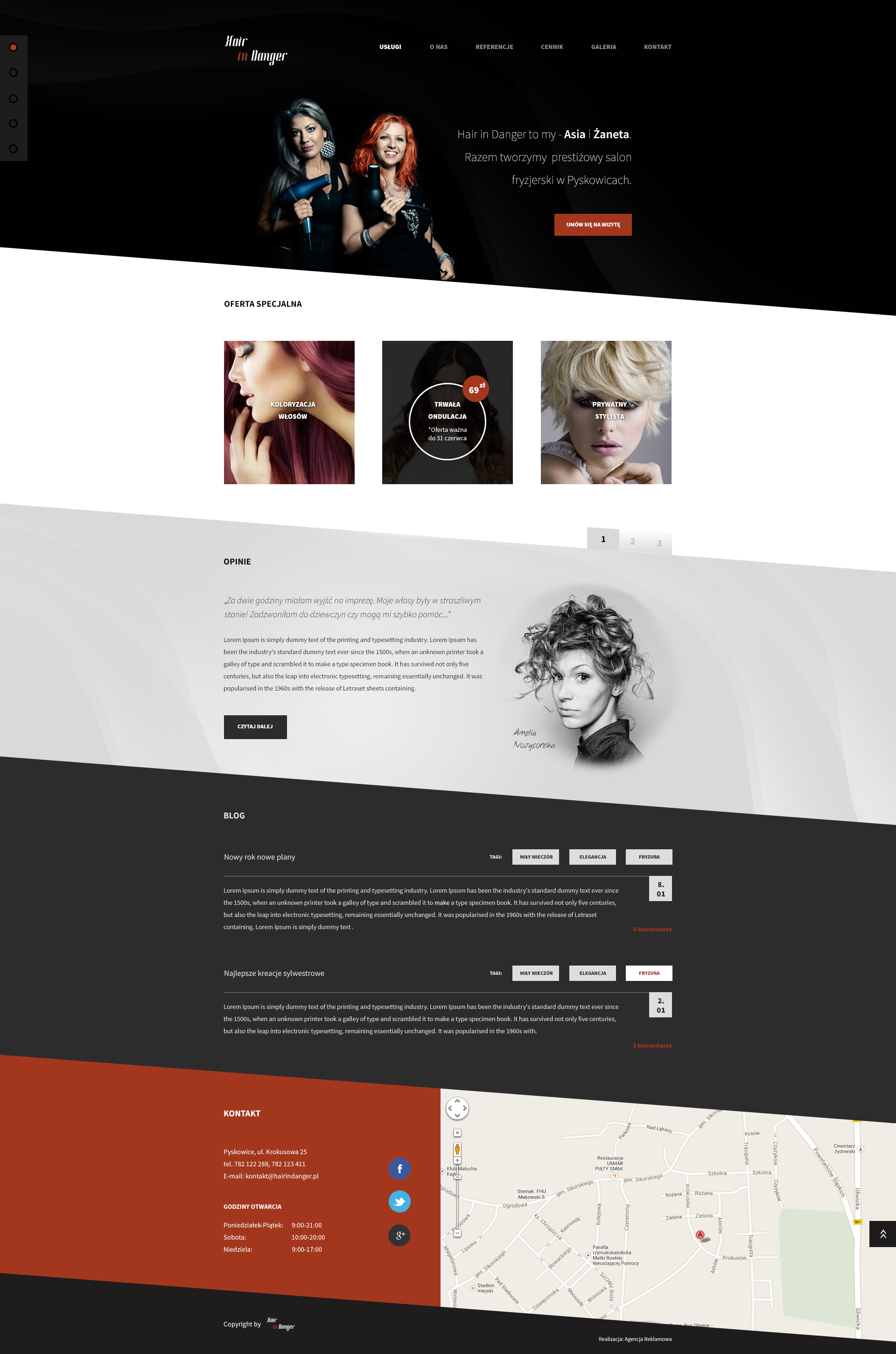 Hair salon Hair in danger Flat Web design