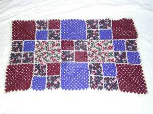 Blue Red Green Small Granny Square Afghan