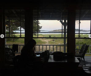 Popham Beach, View From Cottage (silhouette is me)