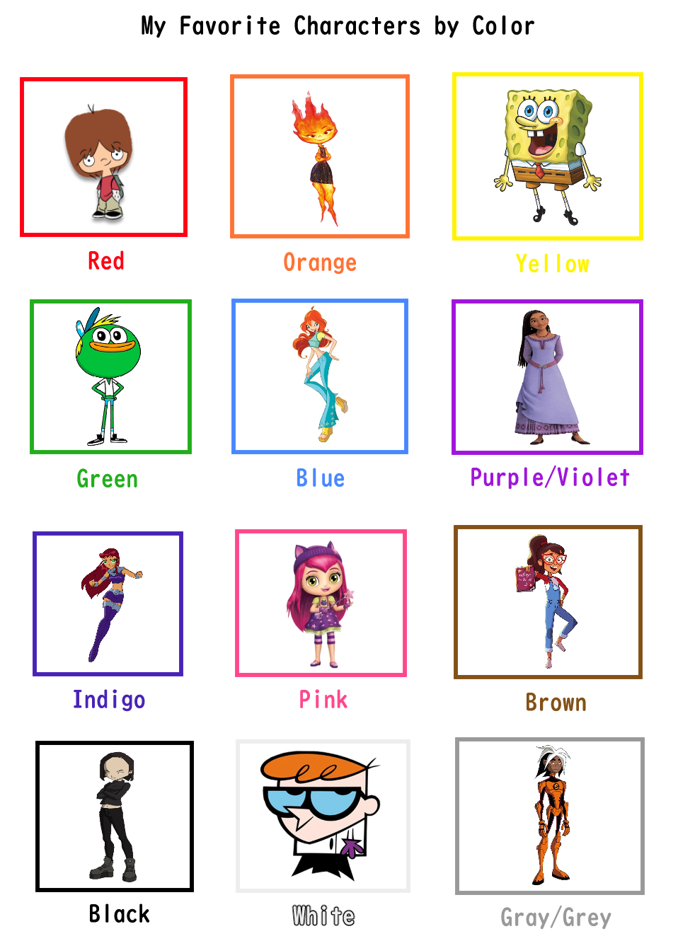 My Favorite Characters Color By Fanbyjazzystar123 by julinhafidelis on ...