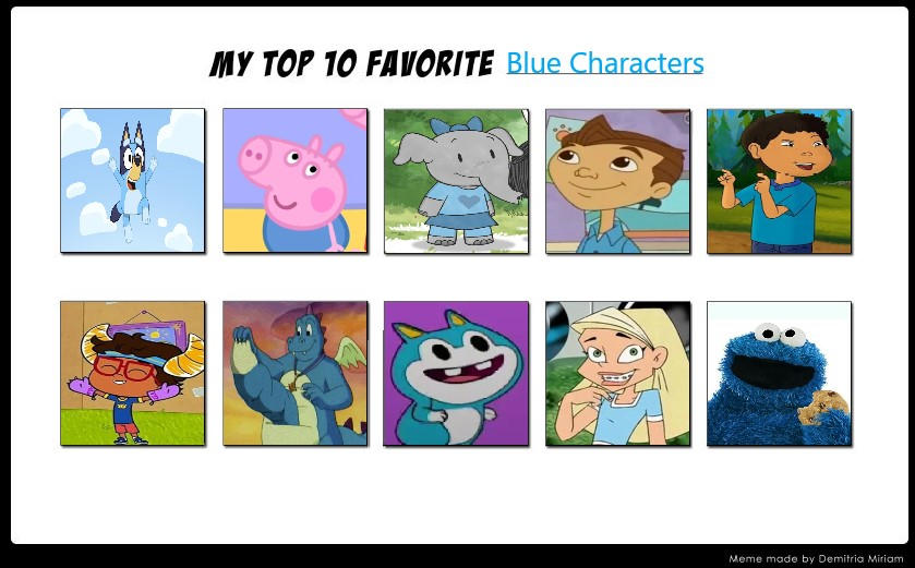 my top 10 favorite Blue Characters by julinhafidelis on DeviantArt