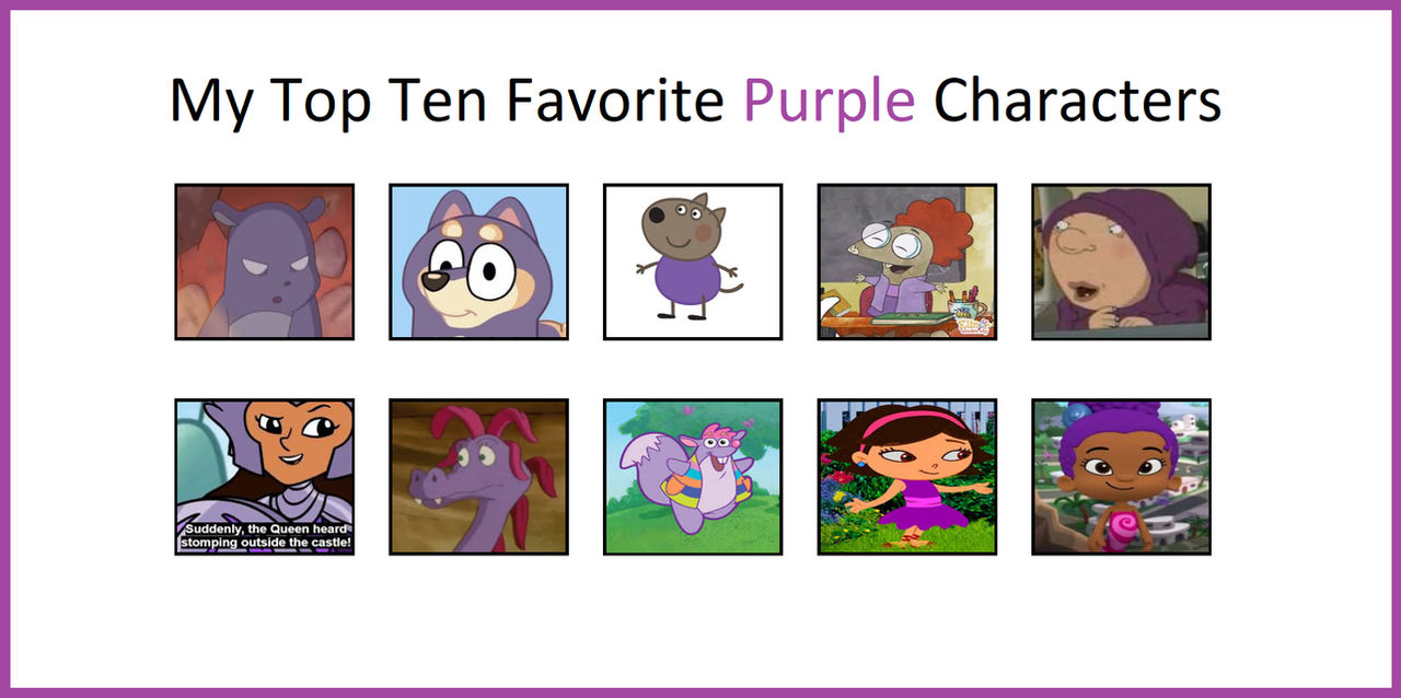 Purple Character Examples My Top 10 favorite purple characters by julinhafidelis on DeviantArt