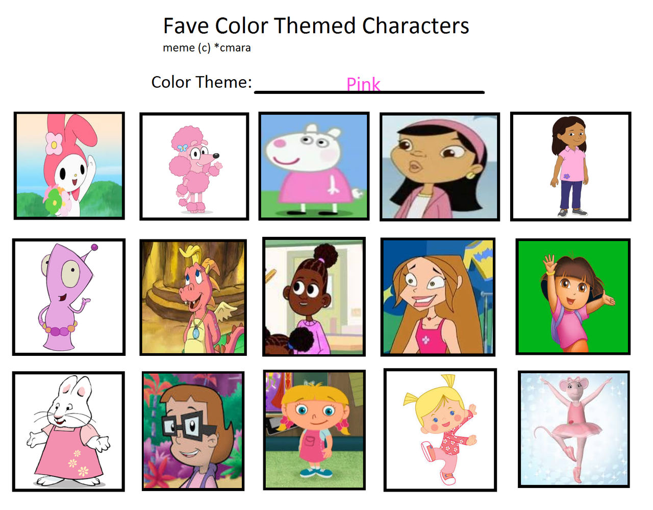 Pink Character Color my Favorite Pink Themed Characters by julinhafidelis on DeviantArt