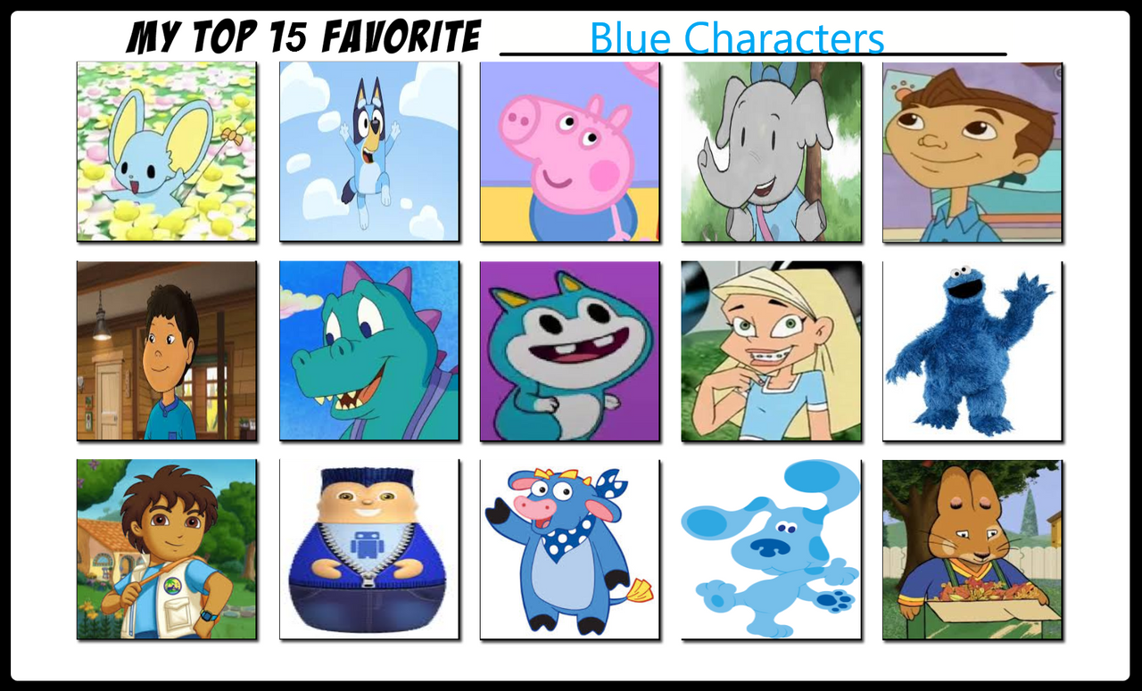 Blue Fandom Character My Top 15 Favorite Blue Characters by julinhafidelis on DeviantArt