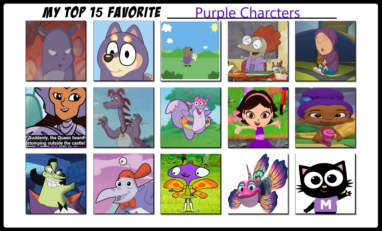 Purple Character Examples My Top 15 Favorite Purple Characters by julinhafidelis on DeviantArt