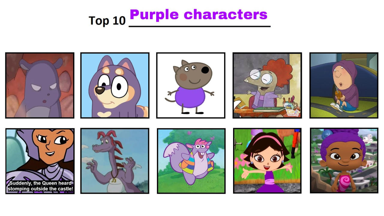 Purple Character Examples My Top 10 purple characters by julinhafidelis on DeviantArt