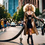 Blonde Drag Queen Walking  Her Adult Alligator On 