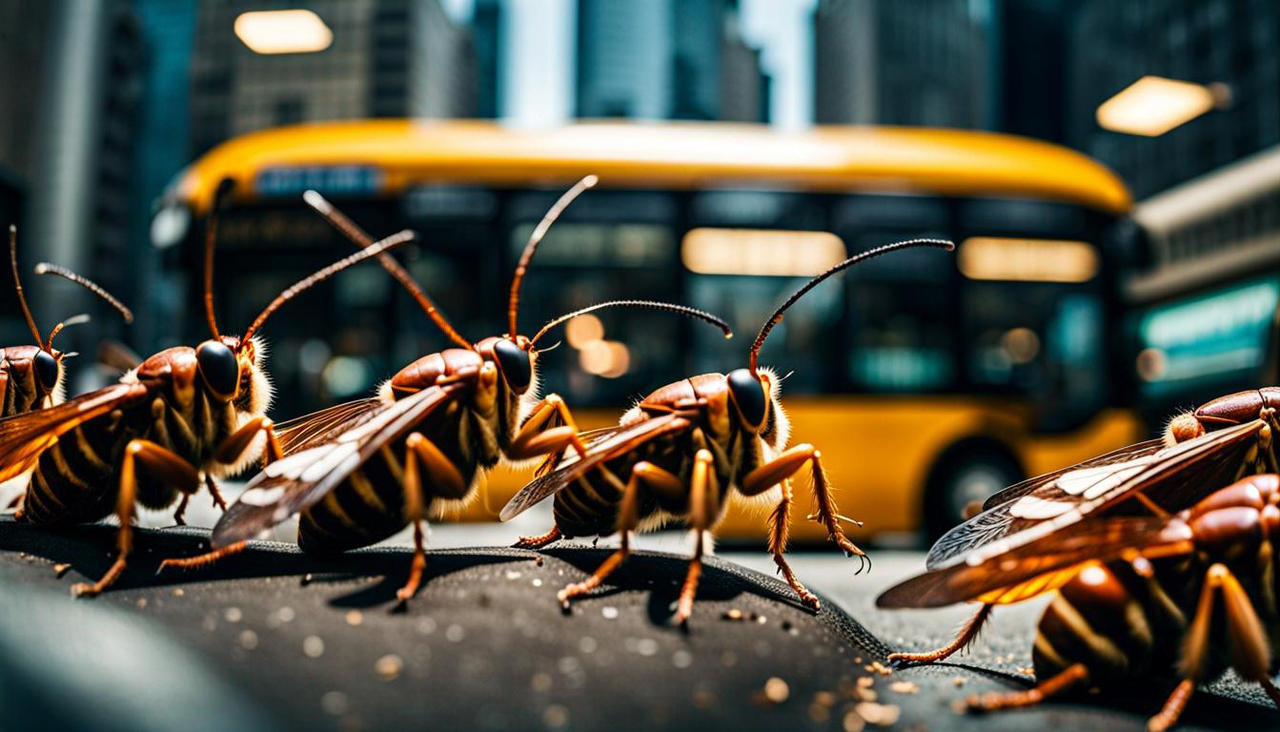 A Swarm Of Giant Cicadas Riding Inside A Crowded by dianedarcy999 on ...