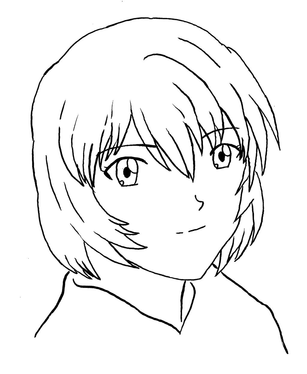 Rei Ayanami lineart by BrentNewhall