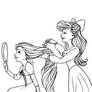 Ariel and Rapunzel: Lineart