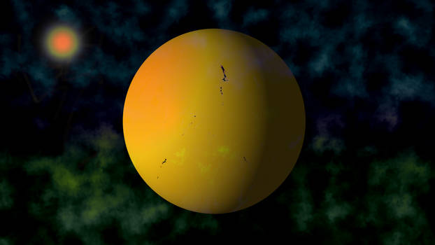 Space scene - The yellow planet