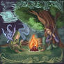 Traveler and elf with dragon redrawing 2009