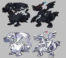 Reshiram Black and Zekrom White GBA skins for VBA by DecaTilde on