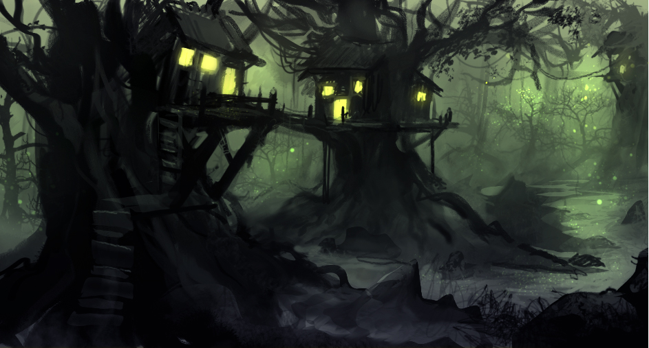 Treehouses in the marshland speedpaint