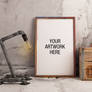 Free Download Frame Mockup with Industrial Lamp St