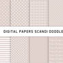 Scandi Doodle Beige Digital Papers Hand drawn