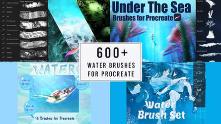 600 New Water Brushes for Procreate  Free | Paid by symufa