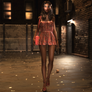 A Girl Walks Alone Along the Road at Night 1