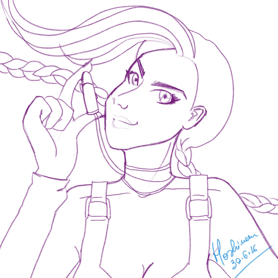 Jinx - Lineart only by hoshimem on DeviantArt