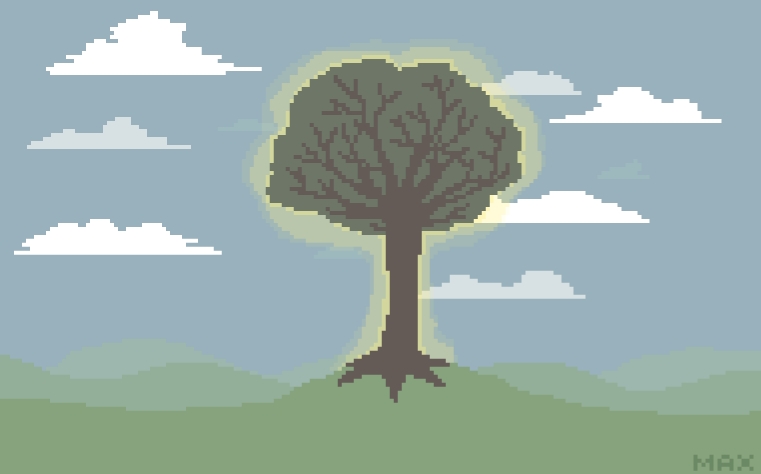 Glowing Pixel Tree