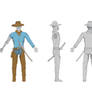 Cyborg Samurai cowboy concept turnaround