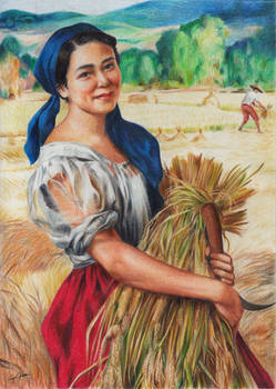 Maiden with Palay Stalks (colored pencil)